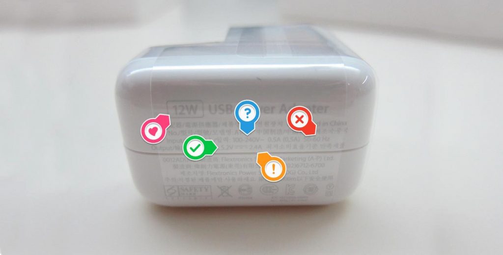 Что написано на зарядке iPhone, iPad и MacBook