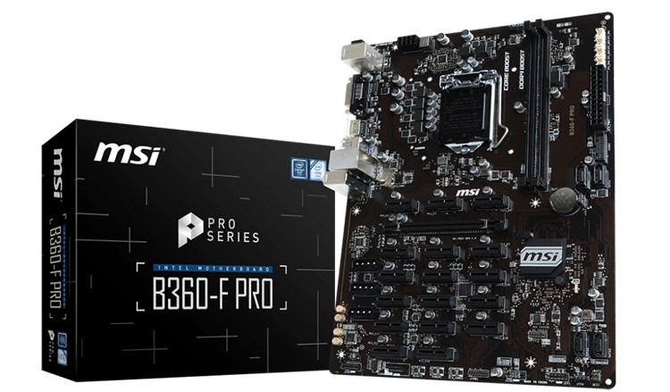 Майнинг-плата MSI B360-F PRO наделена 17 разъёмами PCIe 2.0 x1