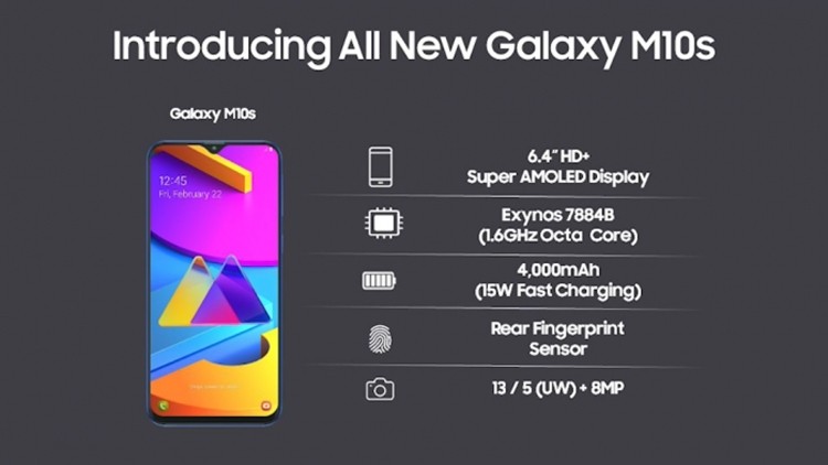 Galaxy M10s: смартфон с экраном Super AMOLED Infinity-V