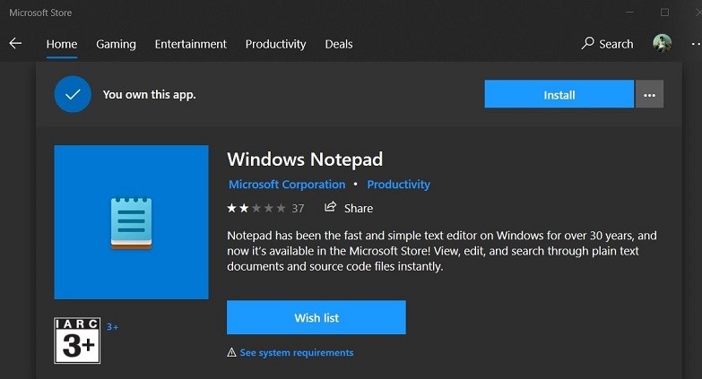 Блокнот Windows 10 стане самостійним додатком