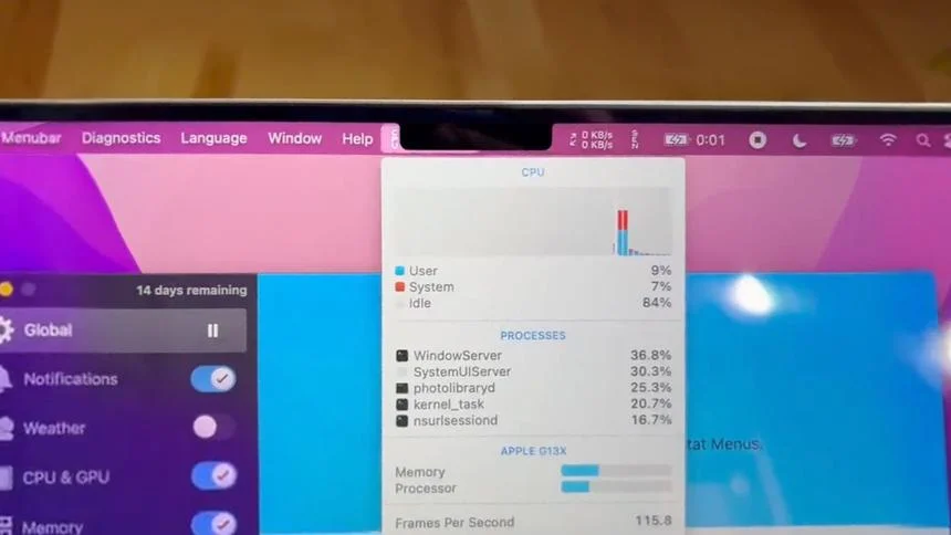Виріз в екранах MacBook Pro перекриває меню у програмах