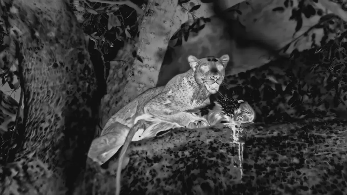 Опубліковано унікальні кадри нічного полювання леопарду на бабуїнів
