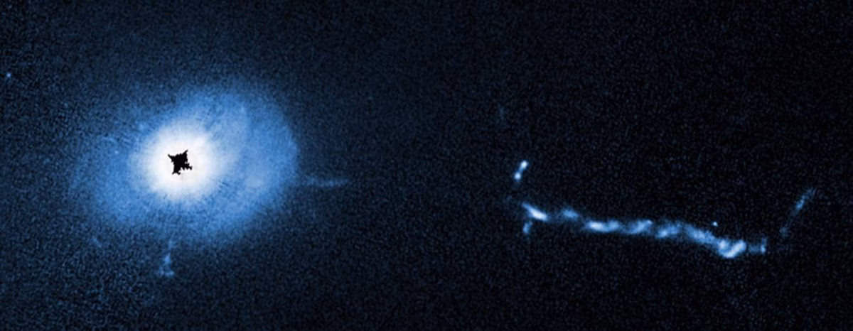Hubble notices strange structures near monster black hole