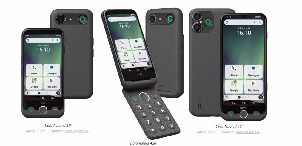 Представлені смартфони Doro Aurora A10, A20 та A30