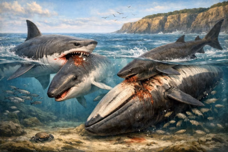Вчені з’ясували, що акули в Північному морі нападали на китів